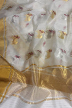 Off White Handloom Chanderi Cotton Silk Saree