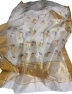Off White Handloom Chanderi Cotton Silk Saree