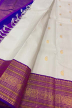 Off White Handloom Kanjeevaram Pure Silk Saree