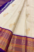 Off White Handloom Kanjeevaram Pure Silk Saree