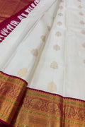 Off White Handloom Kanjeevaram Pure Silk Saree