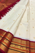 Off White Handloom Kanjeevaram Pure Silk Saree