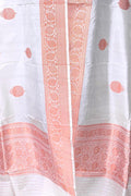 Off White Pure Katan Silk Banarasi Handloom Booti Design Handloom Dupatta