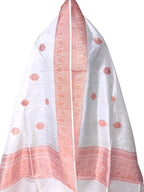 Off White Pure Katan Silk Banarasi Handloom Booti Design Handloom Dupatta