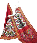 Off White Pure Silk Pochampalli Ikat Handloom Saree