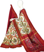 Off White Pure Silk Pochampalli Ikat Handloom Saree