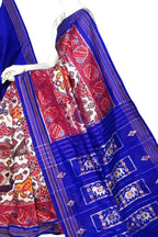 Off White Pure Silk Pochampalli Ikat Handloom Saree