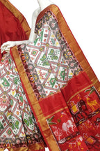 Off White Pure Silk Pochampalli Ikat Handloom Saree