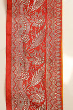 Red Banarasi Handloom Vintage Pure Silk Border Lace - Luxurion World