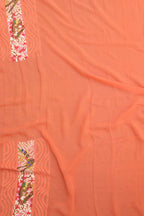 Orange Hand Embroidered Parsi Gara Pure Georgette with French Knot Work Saree - Luxurion World