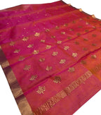 Orange And Pink Chanderi Handloom Pure Katan Silk Saree