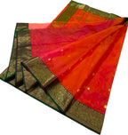 Orange And Pink Chanderi Handloom Pure Katan Silk Saree