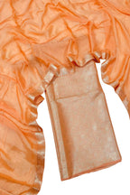Orange Banarasi Brocade With Chiffon Dupatta 3 Piece Suit Set