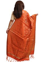 Elegant Orange Banarasi Silk Dupatta - with a beautifully handcrafted matching tassel - Luxurion World