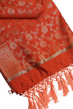 Elegant Orange Banarasi Silk Dupatta - with a beautifully handcrafted matching tassel - Luxurion World