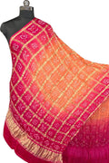 Orange Bandhani Gajji Silk Checks Design Dupatta
