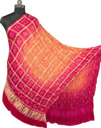 Orange Bandhani Gajji Silk Checks Design Dupatta