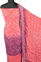 Orange Bandhani Modak Silk Three Piece Unstitched Suit Set