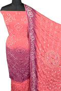 Orange Bandhani Modak Silk Three Piece Unstitched Suit Set