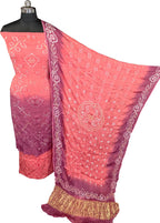 Orange Bandhani Modak Silk Three Piece Unstitched Suit Set