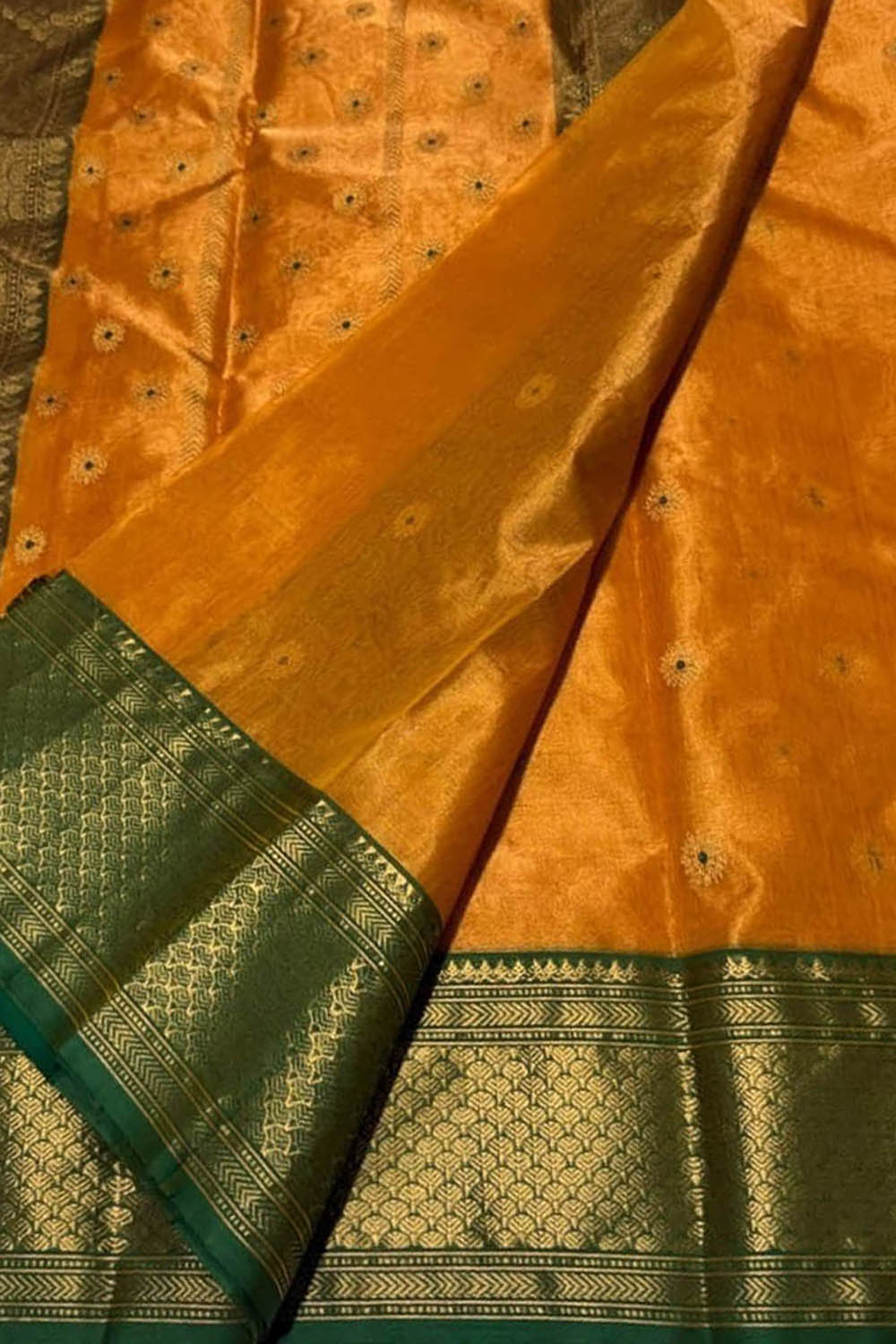 Orange Chanderi Handloom Pure Katan Silk Saree
