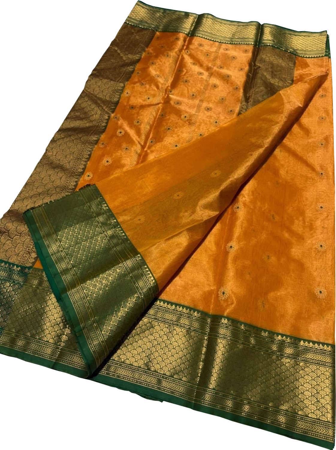 Orange Chanderi Handloom Pure Katan Silk Saree