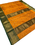 Orange Chanderi Handloom Pure Katan Silk Saree