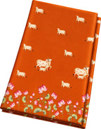 Orange Digital Pichwai Printed Modal Satin Fabric