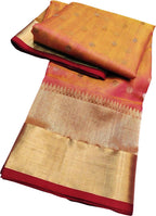 Orange Chanderi Pure Katan Silk Saree Festive