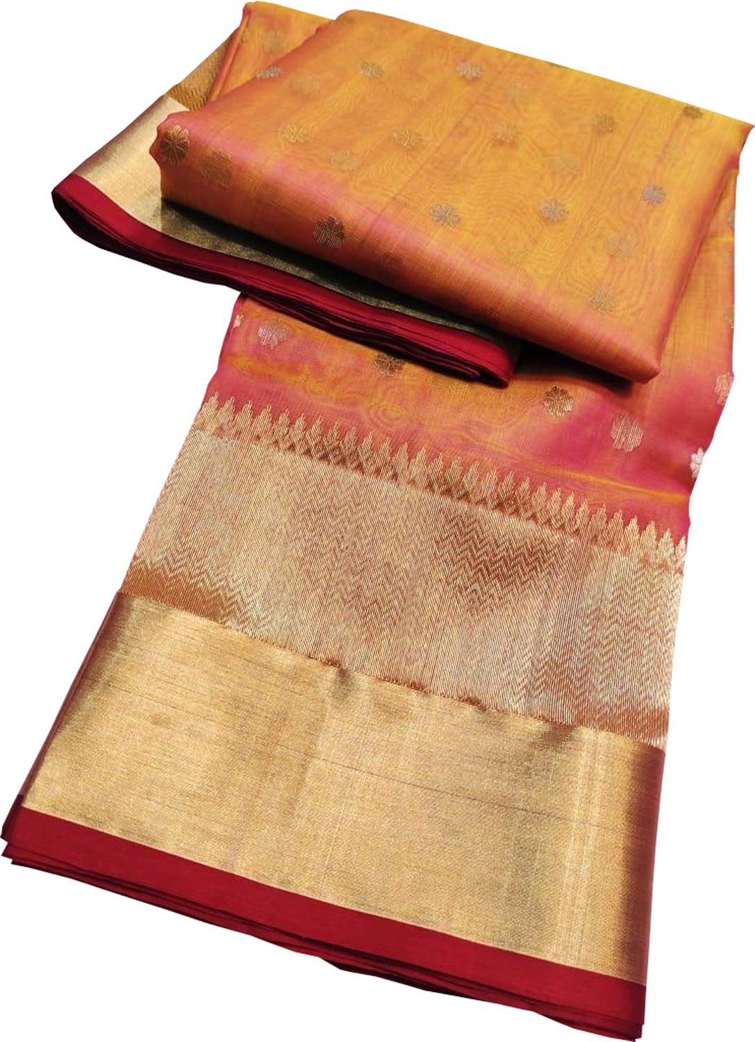 Orange Chanderi Pure Katan Silk Saree Festive