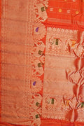 Orange Handloom Gadwal Pure Silk Saree