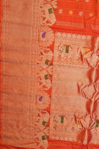 Orange Handloom Gadwal Pure Silk Saree