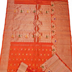 Orange Handloom Gadwal Pure Silk Saree