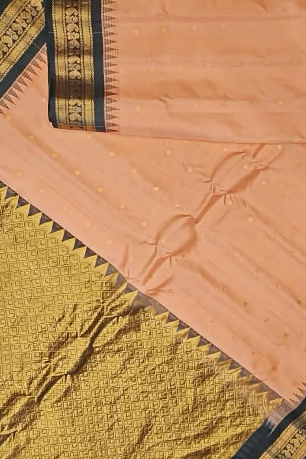 Orange Gadwal Handloom Pure Silk Saree