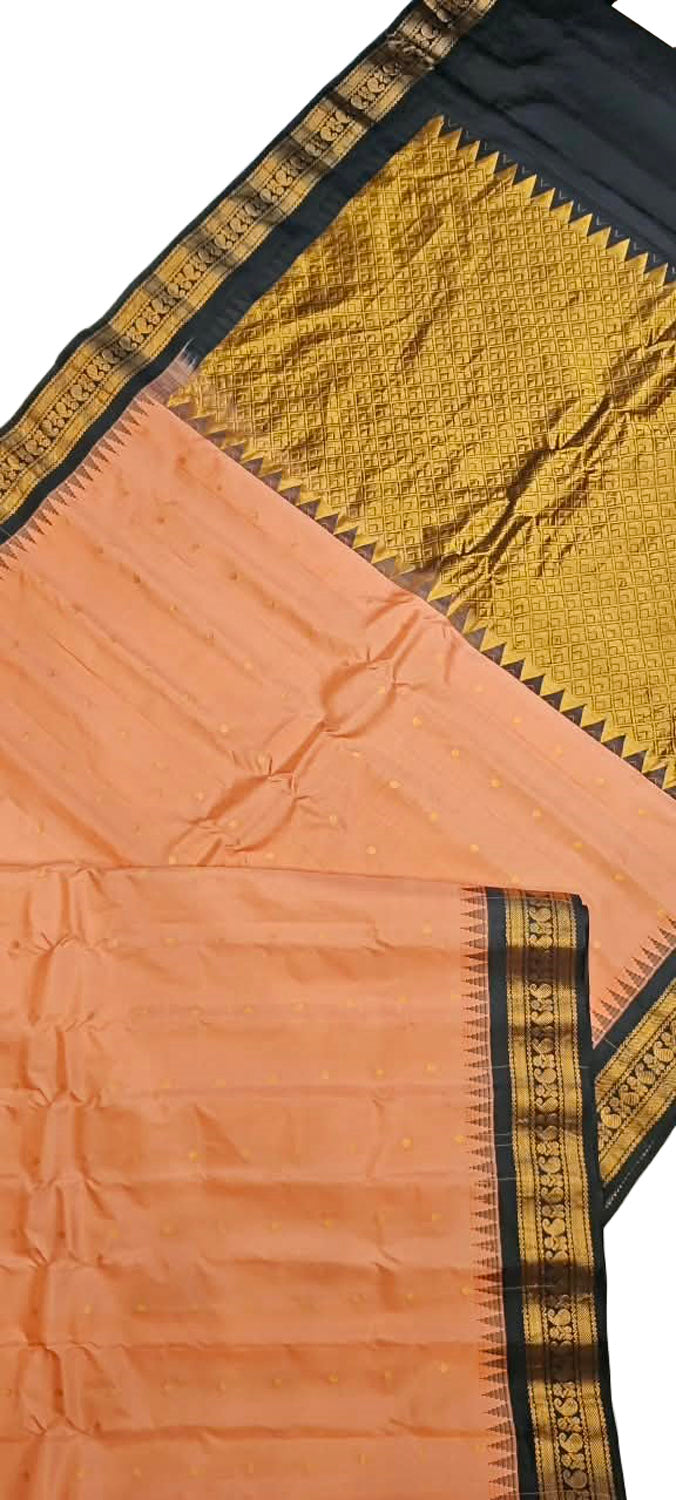Orange Gadwal Handloom Pure Silk Saree
