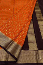 Orange Handloom Mysore Pure Crepe Silk Saree