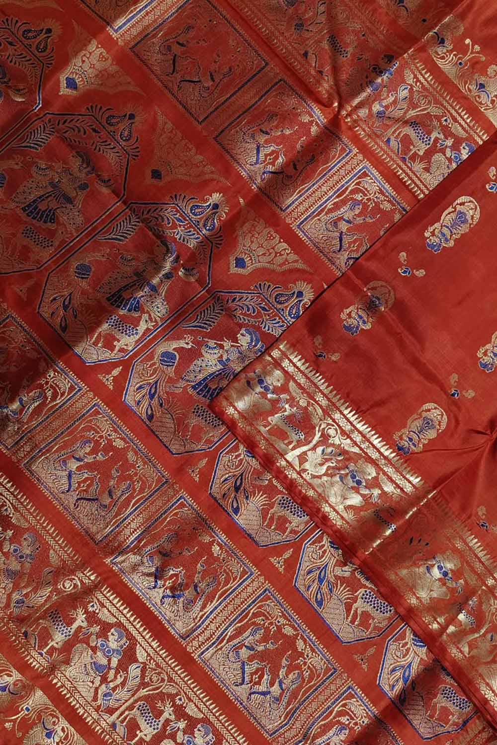 Orange Swarnachari Pure Silk Saree Handloom Woven Festive