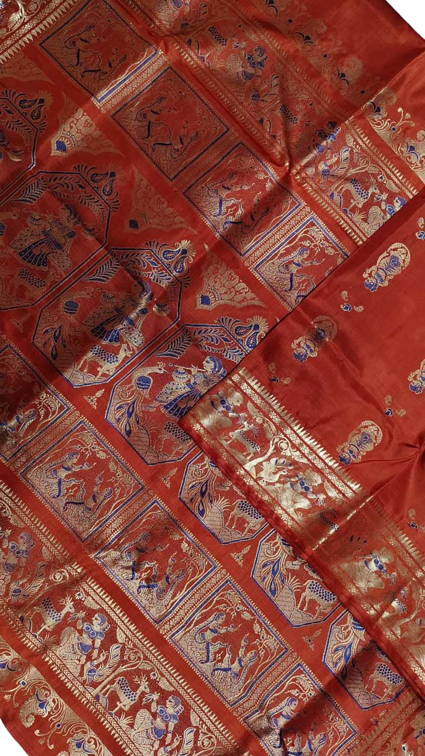 Orange Swarnachari Pure Silk Saree Handloom Woven Festive