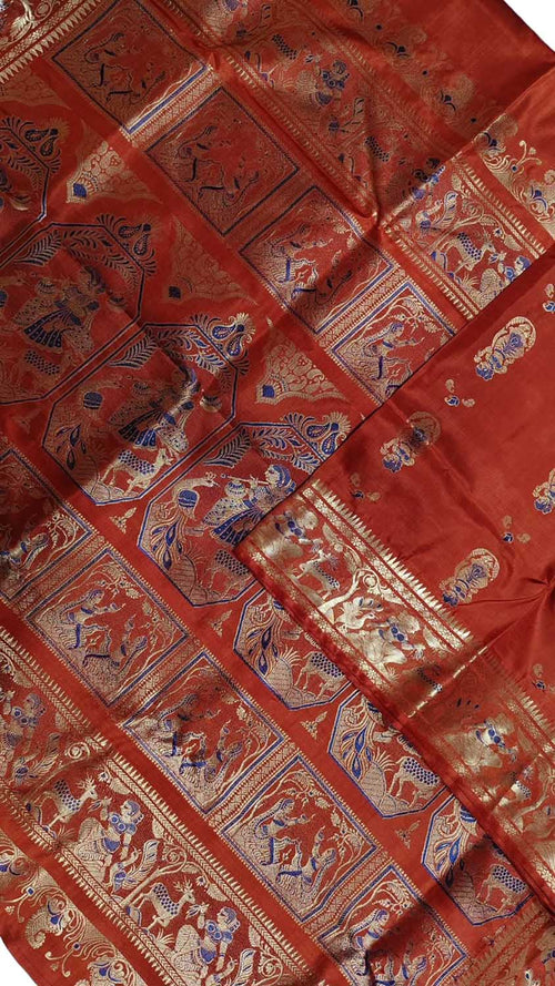 Orange Swarnachari Pure Silk Saree Handloom Woven Festive