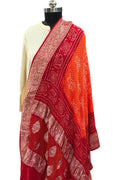 Orange Pure Georgette Banarasi Bandhani Meenakari Dupatta