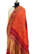 Orange Pure Georgette Banarasi Bandhani Meenakari Dupatta