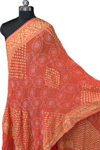 Orange Pure Georgette Bandhani Rai Bandhej Dupatta