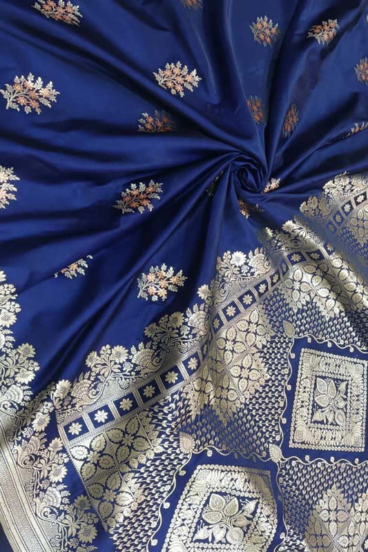 Stunning Blue Banarasi Silk Saree for Special Events - Luxurion World