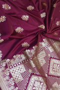 Elegant Maroon Banarasi Silk Saree - Luxurion World
