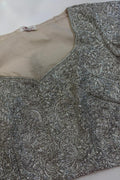 Silver Hand Embroidered Dabka And Sequins Work Blouse - Luxurion World