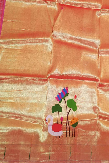 Golden Paithani Brocade Blouse - Handloom Crafted - Luxurion World