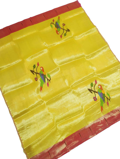 Yellow Paithani Handloom Brocade Blouse Piece - Luxurion World
