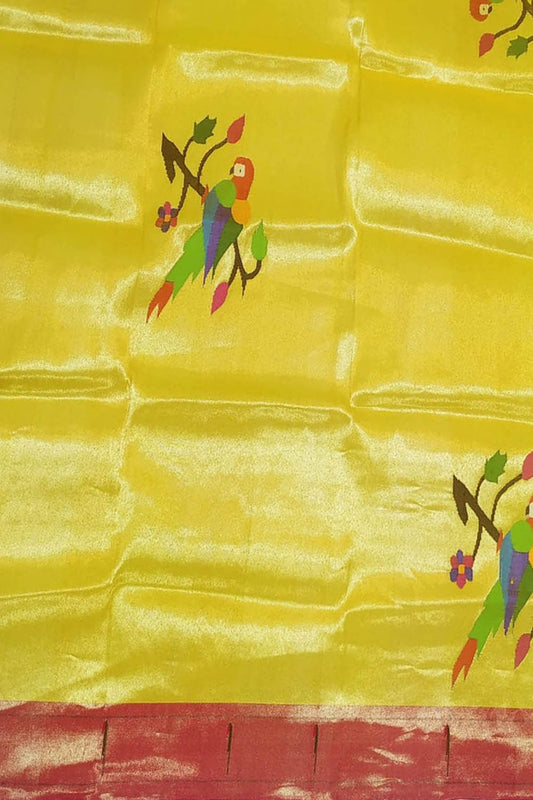Yellow Paithani Handloom Brocade Blouse Piece - Luxurion World