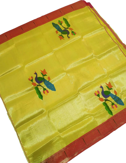 Yellow Paithani Handloom Brocade Blouse Piece - Luxurion World