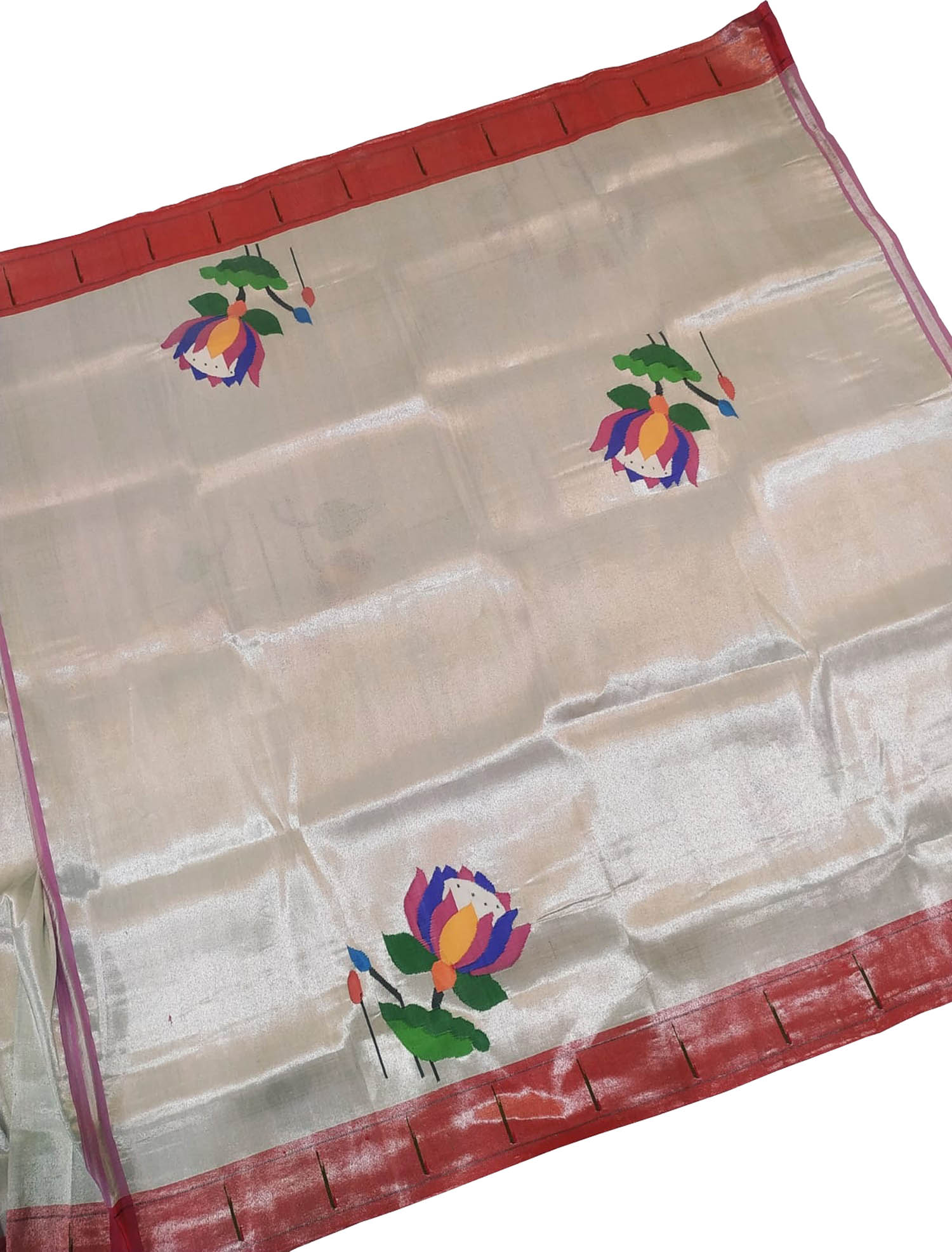 Elegant Silver Paithani Brocade Blouse Piece - Luxurion World
